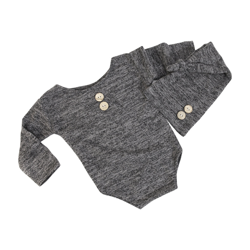 Baby Photo Clothes Props Button Hat Two Sets